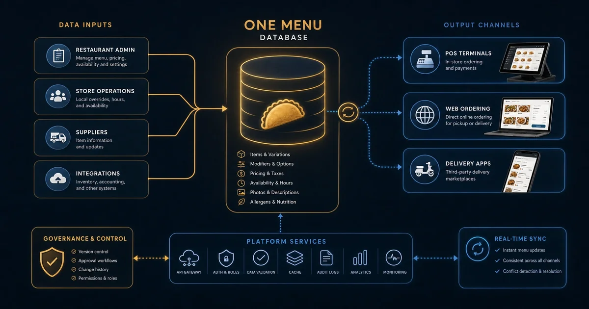 Kitchen POS: one menu database for web, Square, and delivery